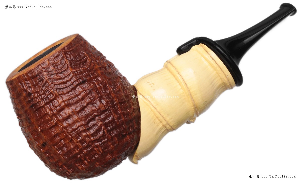 Sandblasted Billiard with Buddha Belly Bamboo (Magnetic Stem烟斗图