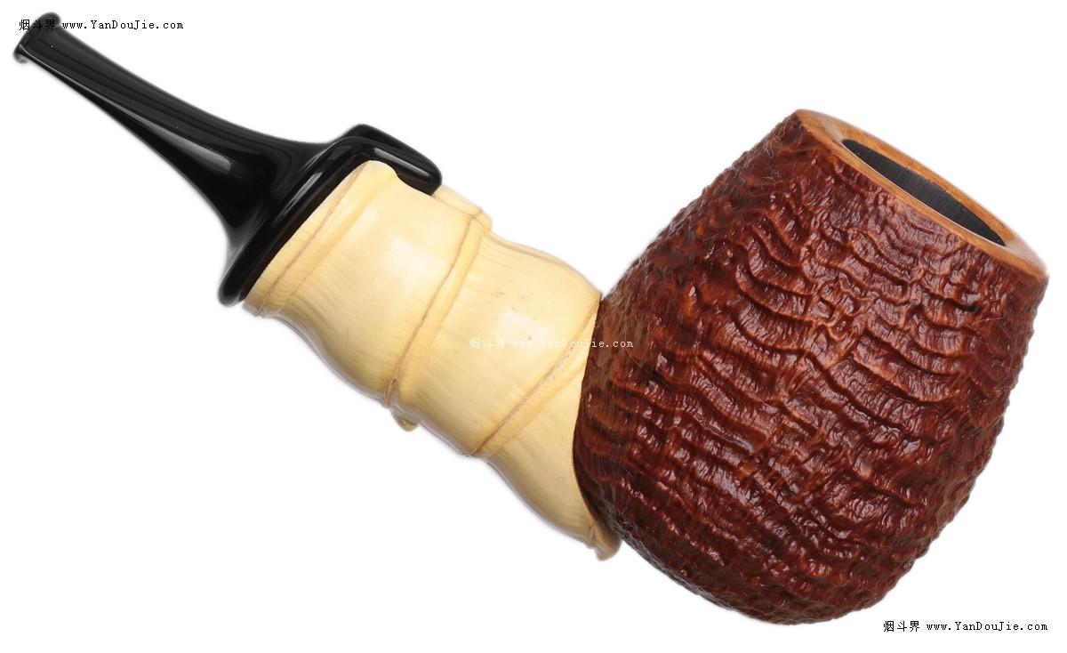 Sandblasted Billiard with Buddha Belly Bamboo (Magnetic Stem烟斗图