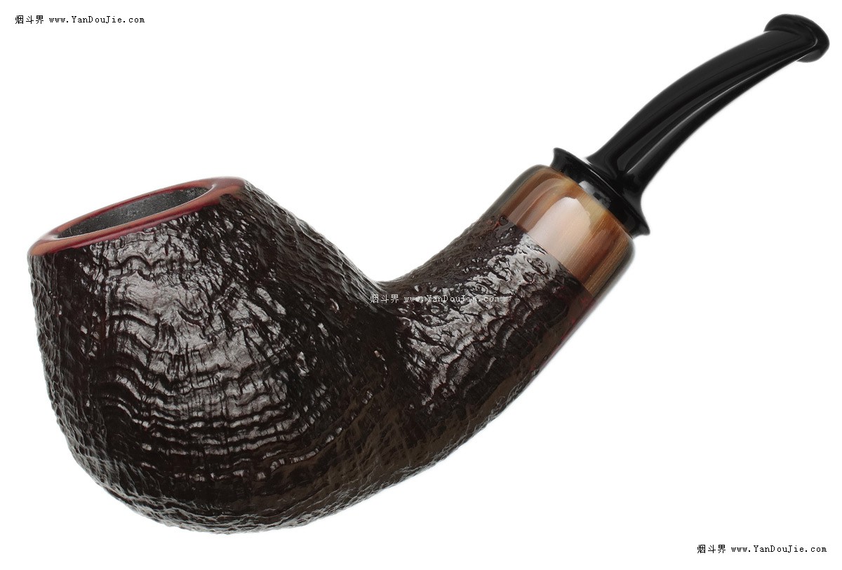 Sandblasted Bent Brandy with Horn烟斗图