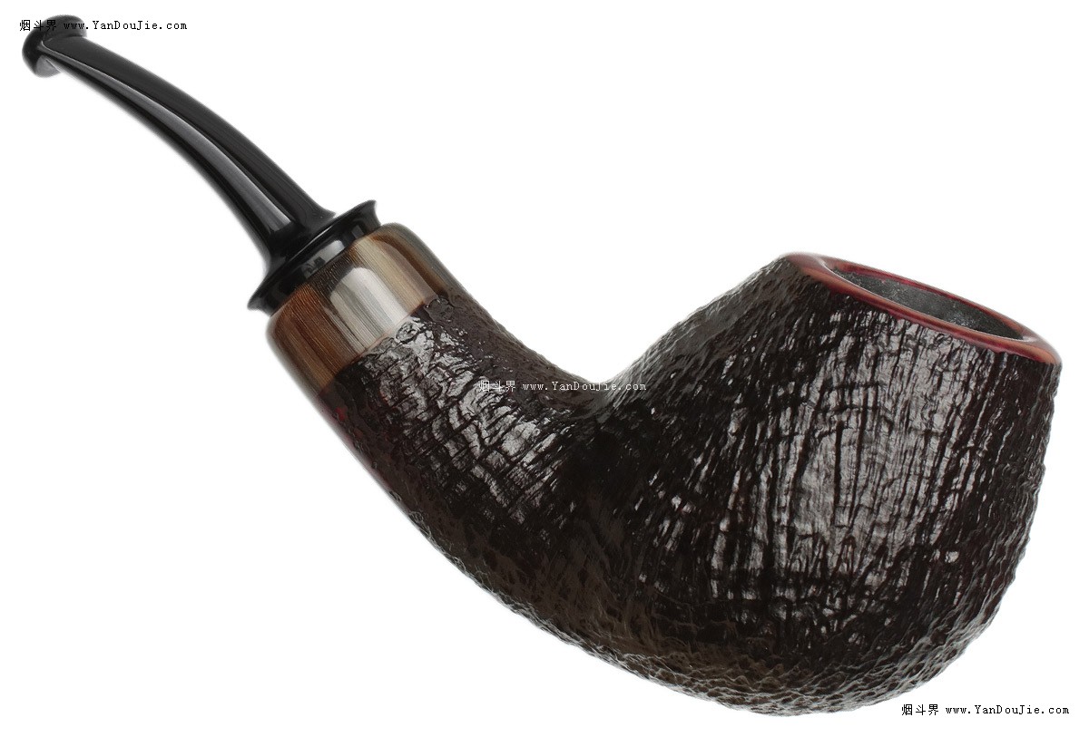 Sandblasted Bent Brandy with Horn烟斗图