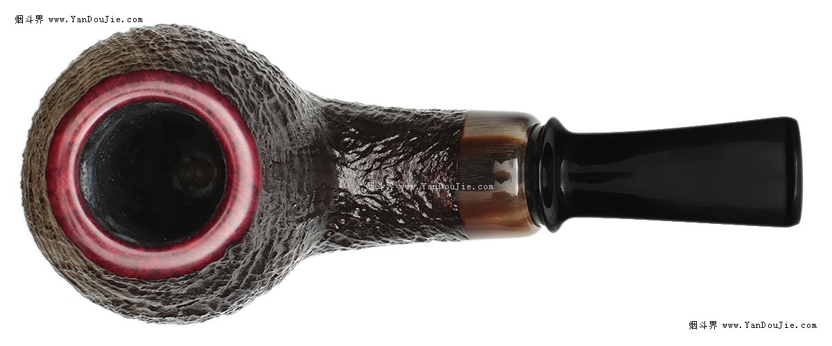Sandblasted Bent Brandy with Horn烟斗图