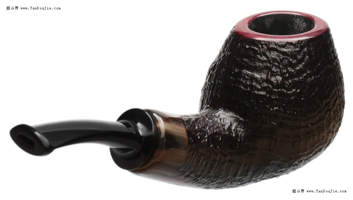 Sandblasted Bent Brandy with Horn烟斗图