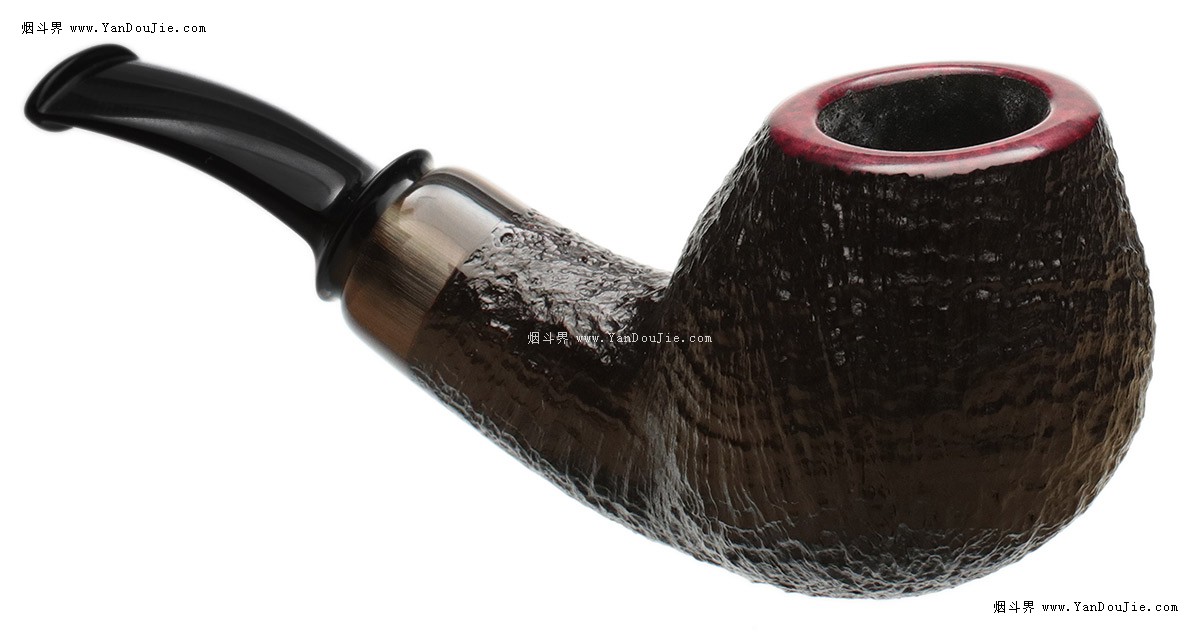 Sandblasted Bent Brandy with Horn烟斗图