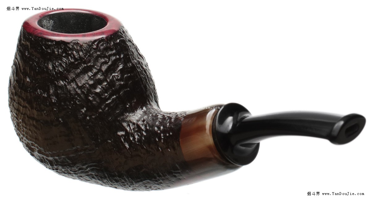 Sandblasted Bent Brandy with Horn烟斗图