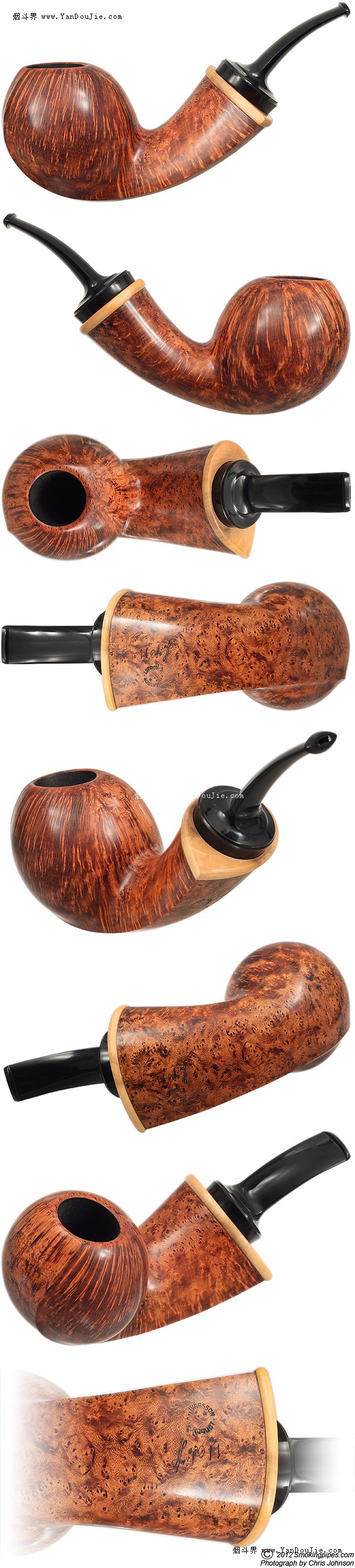 Smooth Bent Apple with Boxwood (4011)烟斗图